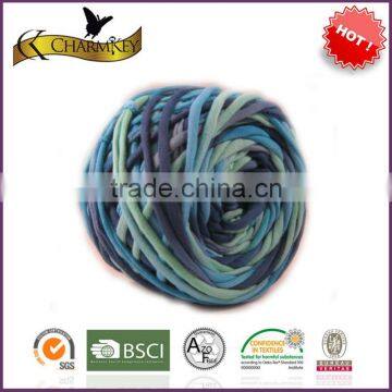 mixed blue knitting tape yarn for scarf