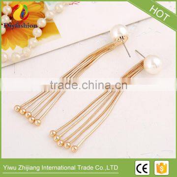 Fashion Simple Long Pearl Tassel Stud Earrings photo-5