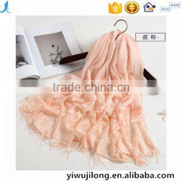 New Fashion Custom Lash Lace Trimming Viscose Hijab Scarf