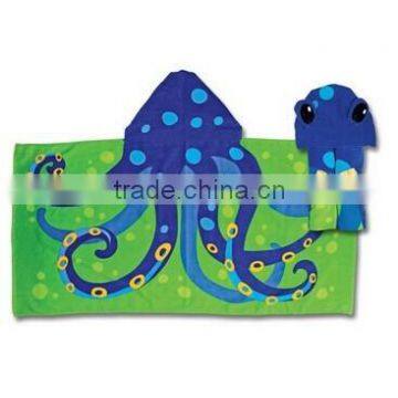 100% cotton reactive printed kids hooded towel