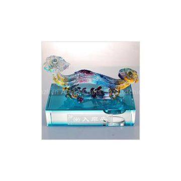 Crystal Colored Glaze Craft Feng Shui Jade Ruyi for Car Decoration