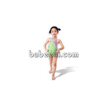 Pretty crane embroidered swimsuit for little girl - SW 358