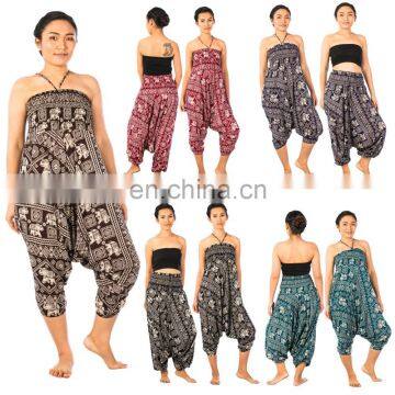 Elephant Stamp Pattern Harem Yoga Jumpsuit Dance Hammer Trousers Pants