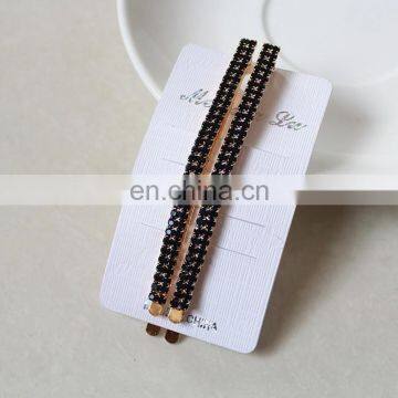 2015 Wholesale Pure Black Hair Clips Bobby Pins with Crystal