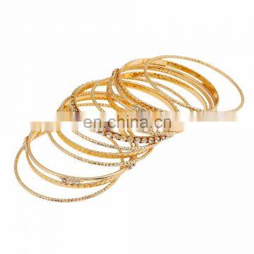 Fashionable Multi Layers Golden Plated Elegant Diamond Metal Bangles and Charm Bracelets photo-3