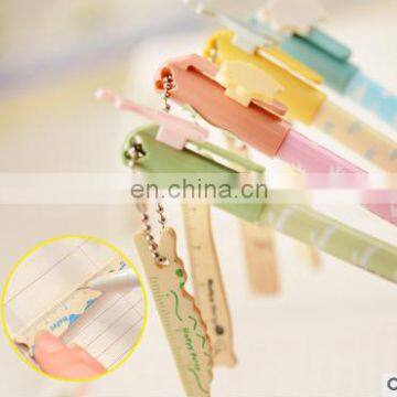 new small pure fresh animal gel pen 0.38 mm black ink Lovely small wooden ruler pen