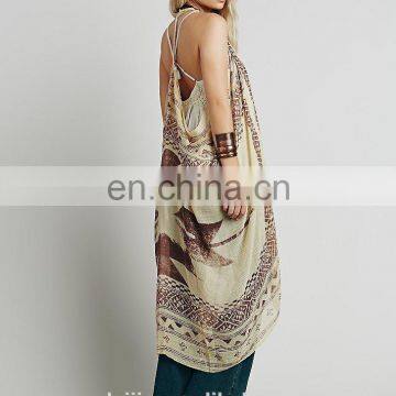 Maxi Style Printed Sleeveless Cardigan for Woman photo-5