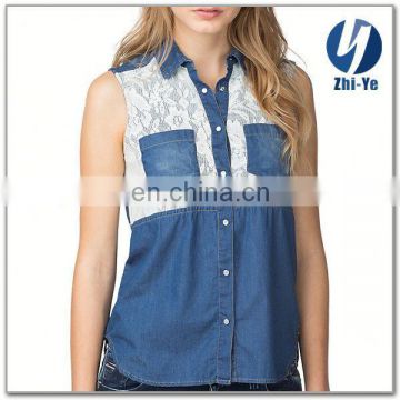 brand new fashion casual ladies denim shirt wholesale