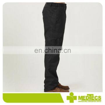 Black Elastic Band Workwear Cargo Pants With Pockets