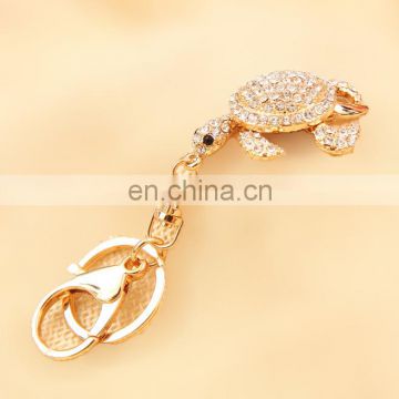 High quality Crystal charm cute tortoise shaped shape key chains MCA-0267