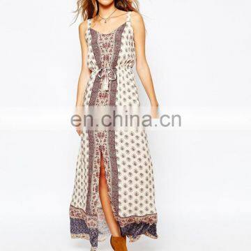 2015 Summer Design Beautiful Sleeveless women print chiffon Long dress
