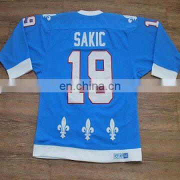 Quebec Nordiques # 19 SAKIC blue jerseys accept custom and mix order top quality