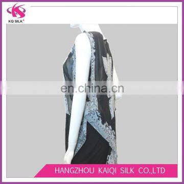 2017 Hot Sale Ladies' Fashion Silk Imitation Polyester Bordered Printed Casual Wear Sleeveless Mini Dress photo-3