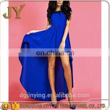 wholesale fashion womens plus size taffeta fabric cap sleeve blue maxi long party dress with floor length
