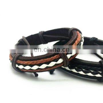 Wholesale Hemp Women & Men Strand Braid Adjustable unisex Leather Bracelet Bangle Wristband