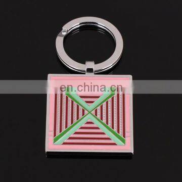 square colorful promotion metal keychain