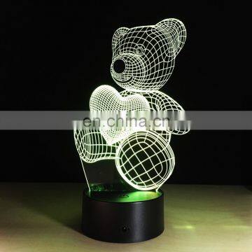Bear 3d Optical Illusion Acrylic Night Light With Energy-saving
