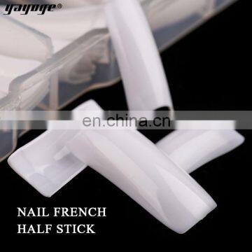 White/Clear/Natural Color Nail Designs French Metallic Acrylic Tip