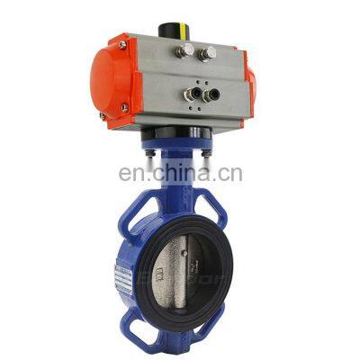 Bundor 150LB sanitary DN100 welded wafer cast iron pneumatic butterfly valve