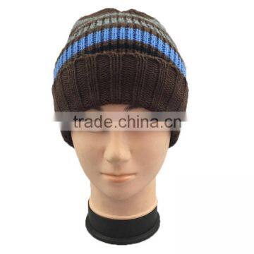 Polyester Plain Ski Custom Knit Skull Beanie stripe beanie