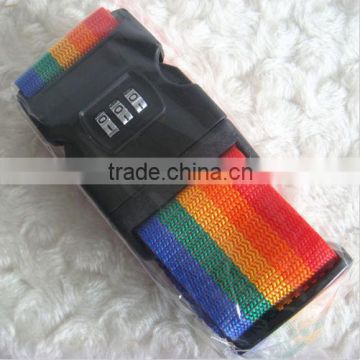 Luggage Belt Adjustable Traveling Suitcase Strap Passcode Lock Rainbow