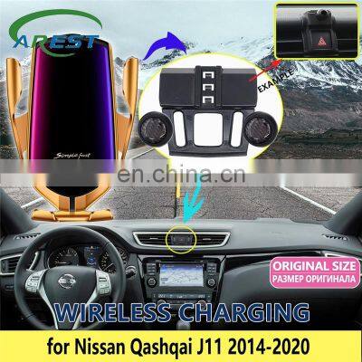 Car Mobile Phone Holder for Nissan Qashqai J11 2014~2020 GPS Wireless Charging Bracket Rotatable Support Accessories for iphone