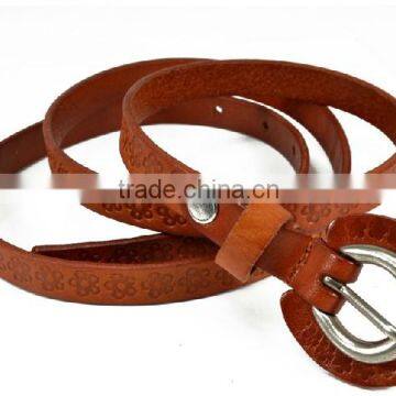 Woman genuine leather thin belt