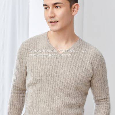 100% Cashmere Spring Wool Long Sleeve V Neck Pullover Sweater