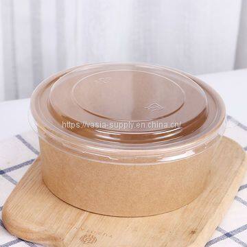 Eco friendly kraft paper large paper soup bowls with lids noodle serving bowls takeaway disposable food hot soup cups