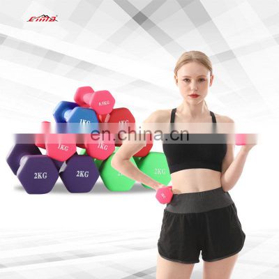 Wholesale Fitness Bodybuilding Cheap Rubber Coating Wrapped Small Hexagon Dumbbell Set Dumbbell 10Kg Small Dumbbells