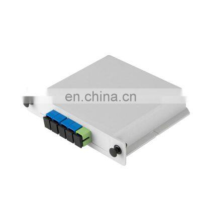 OEM Factory FTTH Cassette Type SC UPC Fiber Optic 1x4 PLC Splitter