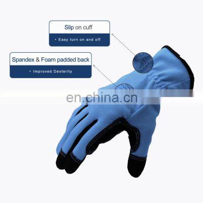 HANDLANDY Blue Protective Foam Padded Palm Safety Gardening Vibration-Resistant Touch Screen Mens Light Work Gloves