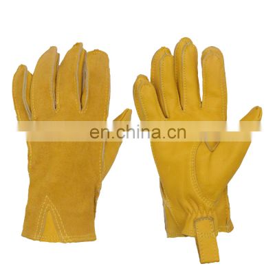 HANDLANDY AB grade Golden Yellow full grain cowhide Motorcycle Driving Motor Racing Glove for Men