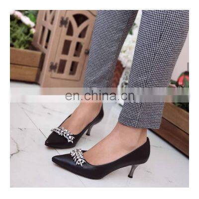 women new fashionable heels pumps design shoes ladies heel sandals shoes with rhinestone