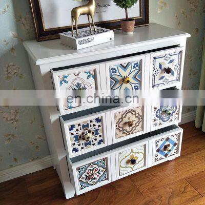 Home Furniture Vintage Colorful drawing cabinet with drawers