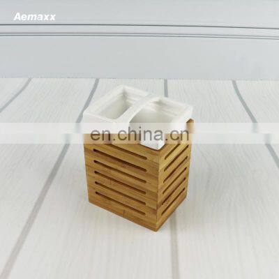 New Gadget Wholesale Simply Bath Accessory Ceramic Bamboo Bathroom Set photo-4