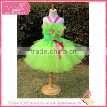 Ruffle viridity ribbon tutu fluffy voile girl's dress children frocks designs