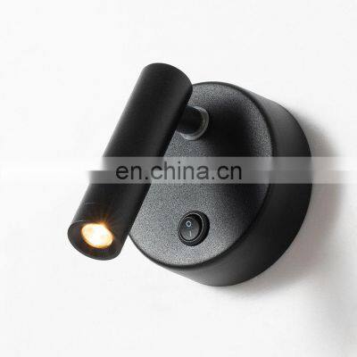 indoor surface mounted modern aluminium rotatable bedside LED reading wall light for hotel led light night reading lamp