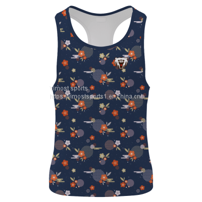 Blue Customized Sublimation Singlet with Little Flowers Pattern