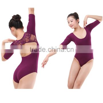 Dansgirl Short Sleeve Sexy Lace Open Back Women Ballet and Gymnastics Leotard