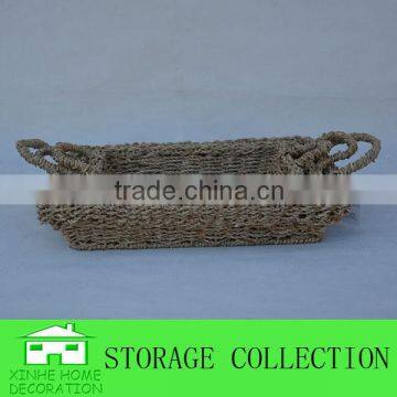 S/3 Rectangular Natural Seagrass Woven Shallow Tray
