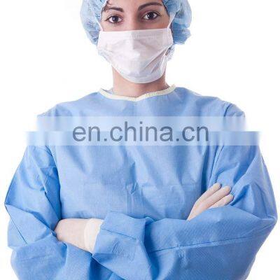 Disposable Sterile Hospital Patients Surgical Gown Sms Knitted Cuffs Ppe Nonsurgical Gowns photo-2