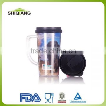 450ml 16oz paper insert DIY plastic mugs with handle