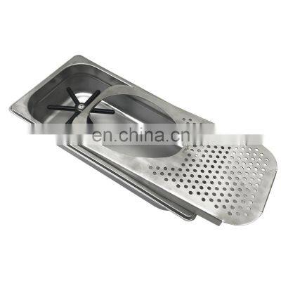 Recessed Milk Pitcher Rinser Drip Tray Stainless Steel Bar Accessories Brushed Stainless with Drain Board 4 Piece 2.55\