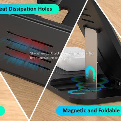 Charger Station for Apple Multiple Devices, 3 in 1 Fast Wireless Charger Stand Dock Foldable for IPhone 14 13 12 11 Pro X XS 8 Plus Apple Watch Series 8 7 6 SE 5 4 3 2 & AirPods 3/2/Pro With Adapter photo-4