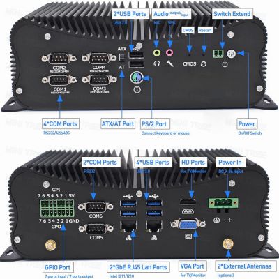 Cheap Fanless Embedded Industrial Mini PC Core i7 1165G7 10510U Desktop Computer 2.5G LAN 6*COM 8*USB GPIO PS/2 HD VGA 4G Wifi