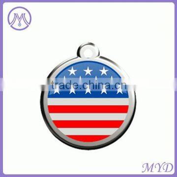 custom enameled United State flag stainless steel ID tag