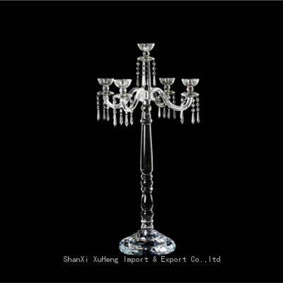 Wedding Event Table Decorations Glass Hurricane 5 Arms Crystal Wedding Centerpiece Candelabra