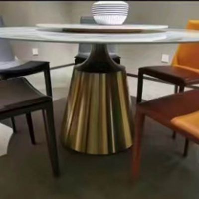 wholesale luxury dining table set with marble top stainless steel dining table