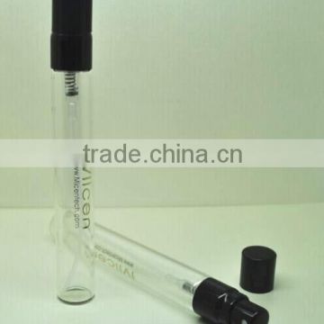 PT147/P100 0.35 oz refillable cosmetic perfume glass bottle with black metal pump